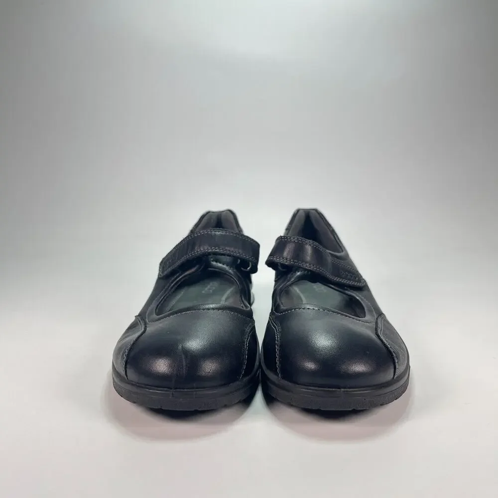 ECCO Dash Mary Jane Black Leather Comfort Flats Shoes Women's Size US 8.5 EU 39 - Picture 2 of 11